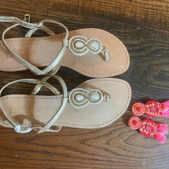 New Lilly Pulitzer Island Sandals with 2 different embellishments, Sz 9.5 & 10 - Picture 2 of 7